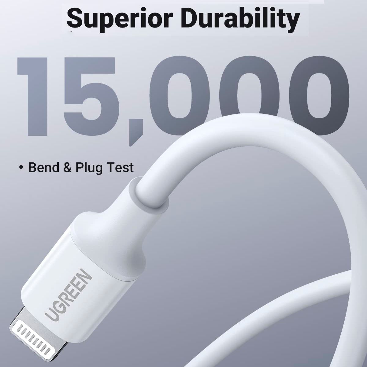 Кабель UGREEN US171 Type-C - Lightning PD 20W 3A Cable Rubber Shell 2m White (60749) 00996 фото
