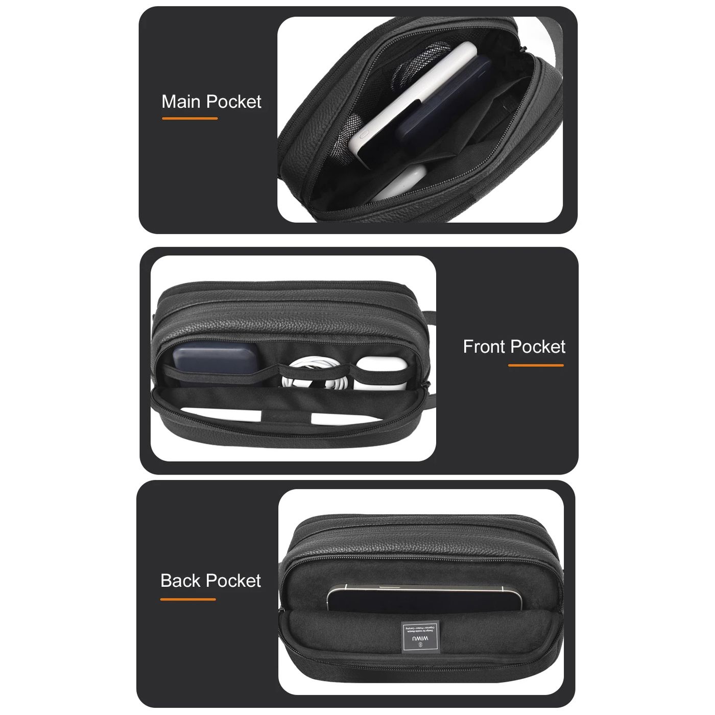 Сумка органайзер для аксесуарів WIWU Salem Anti-Theft Pouch Black 01050 фото