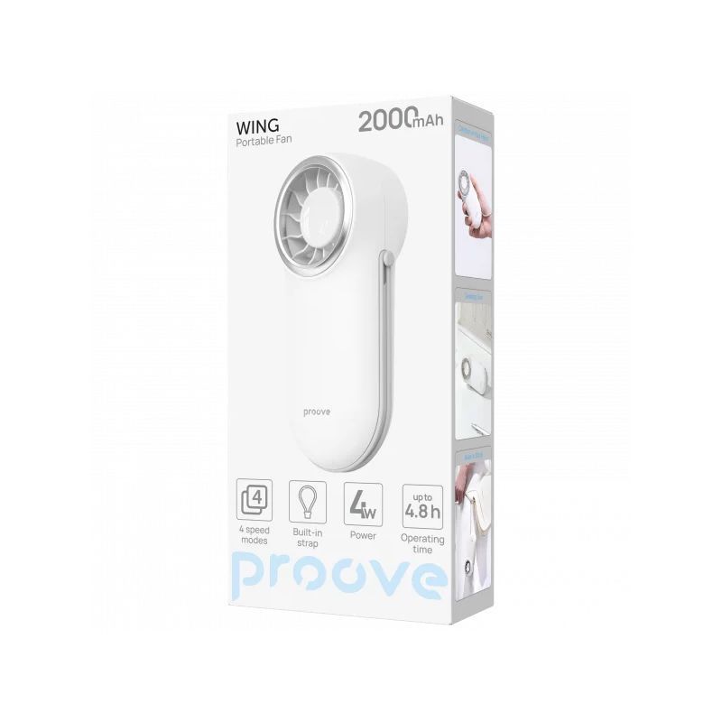 Ручной мини вентилятор на аккумуляторе Proove Wing White (PFWG04002002) 01356 фото