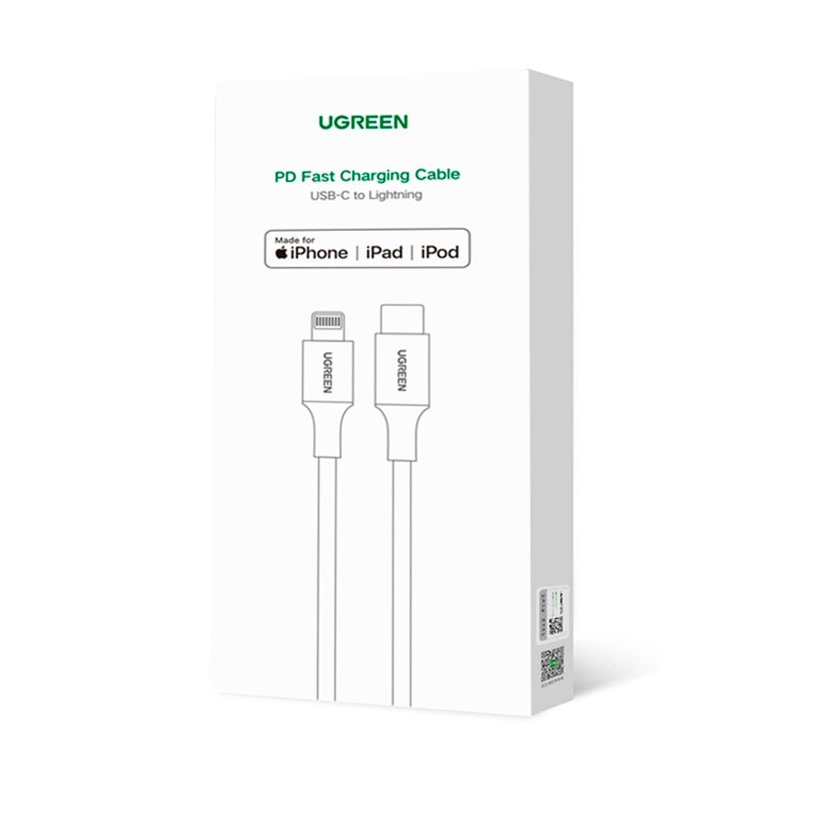 Кабель UGREEN US171 Type-C - Lightning PD 20W 3A Cable Rubber Shell 2m White (60749) 00996 фото