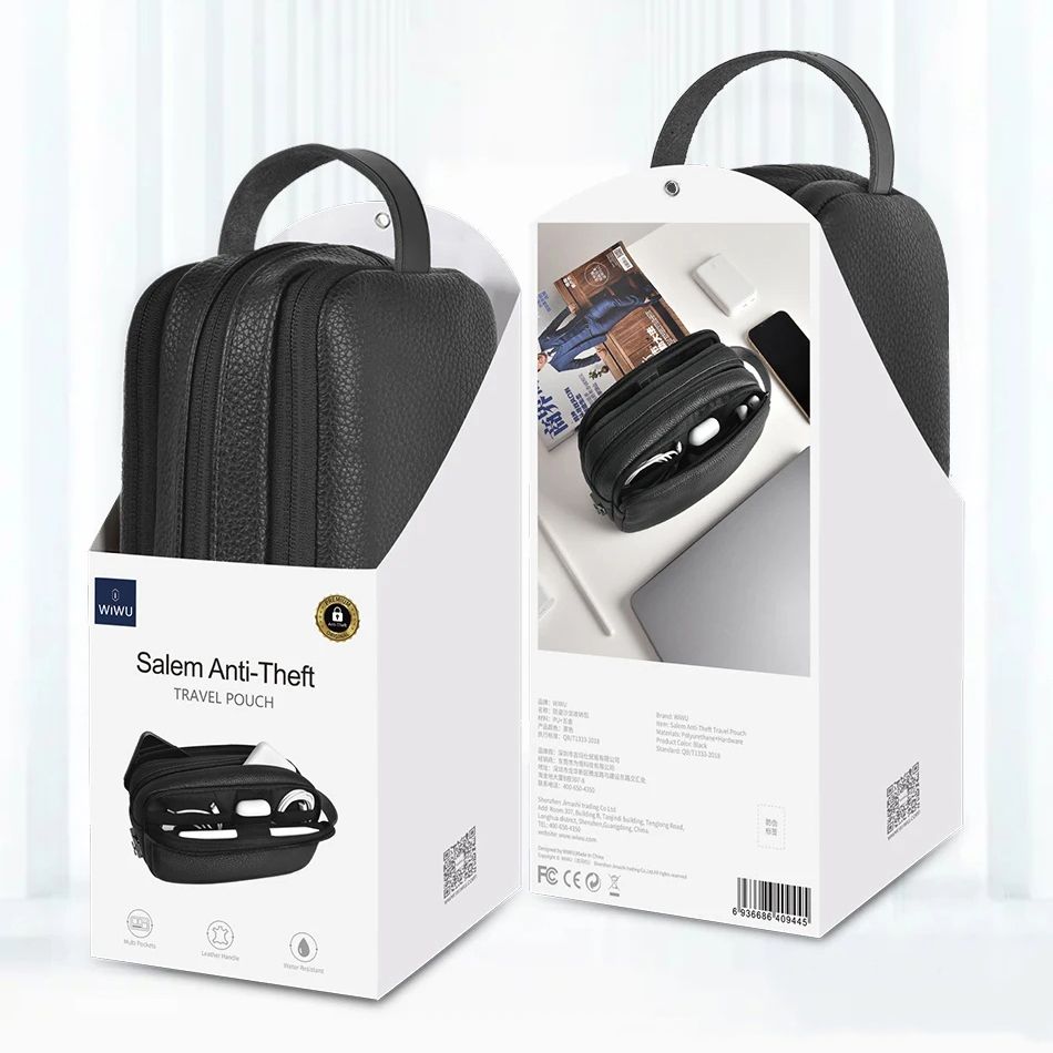 Сумка органайзер для аксессуаров WIWU Salem Anti-Theft Pouch Black 01050 фото