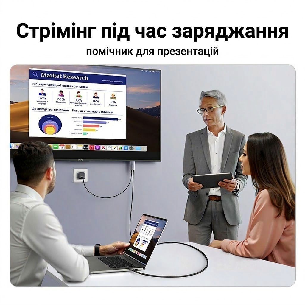 Кабель для видео USB-C на HDMI UGREEN 4K 60Hz 18Gbps HDR10 100W 2 метра серый (55330) 01277 фото