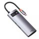 USB-C хаб Baseus Metal Gleam Series 5-in-1 Multifunctional 3xUSB3.0+HDMI4K+Type-C Gray (CAHUB-CX0G) 00667 фото 1