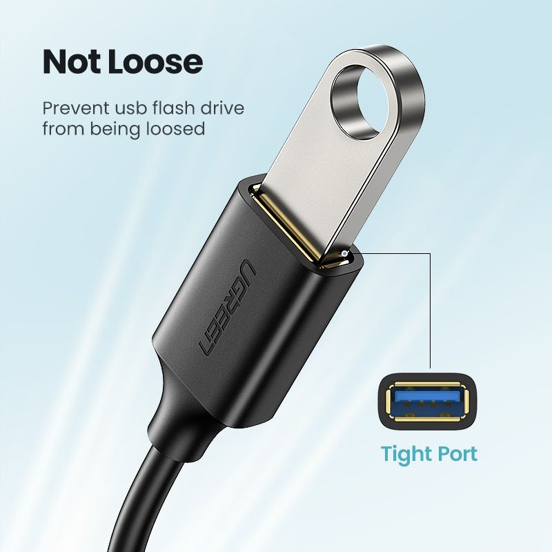Адаптер UGREEN US154 Type-C Male - USB 3.0 Female with Cable 15cm Black (30701) 00956 фото