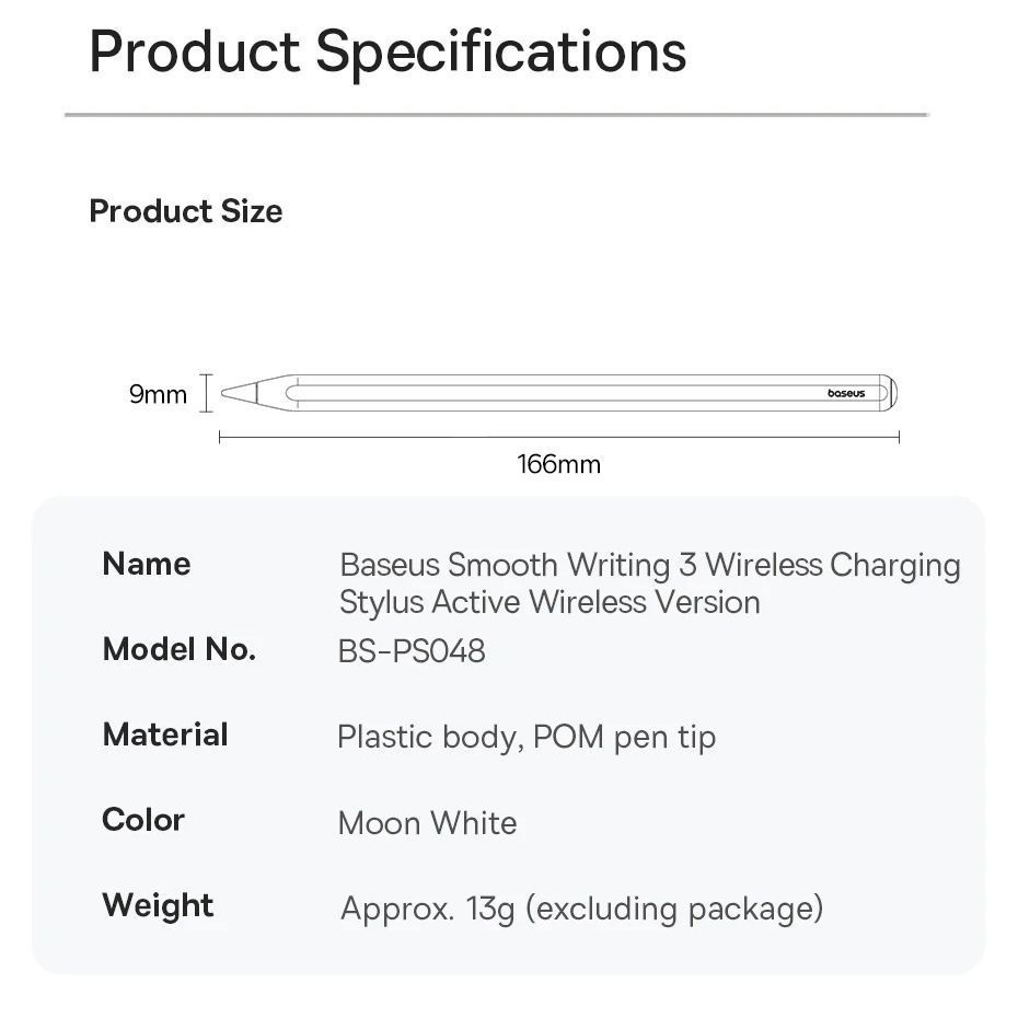 Стилус для iPad Айпад с магнитным креплением Apple Pencil BASEUS Smooth Writing 3 Series Wireless Charging White (P80080803211-00) 01204 фото