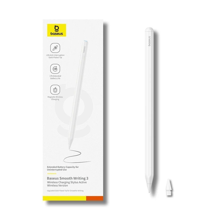 Стилус для iPad Айпад с магнитным креплением Apple Pencil BASEUS Smooth Writing 3 Series Wireless Charging White (P80080803211-00) 01204 фото